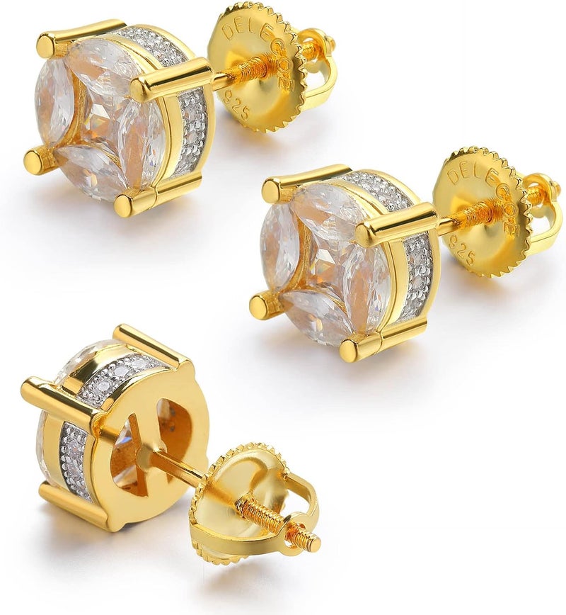 DELECOE 925 Stering Silver Screw Earring Backs Replacements for Threaded Post (0.032''), 4 Pairs Hypoallergenic 18K Gold Plated Screw on Earring Backs for Diamond Earring Studs 6mm - Image 2